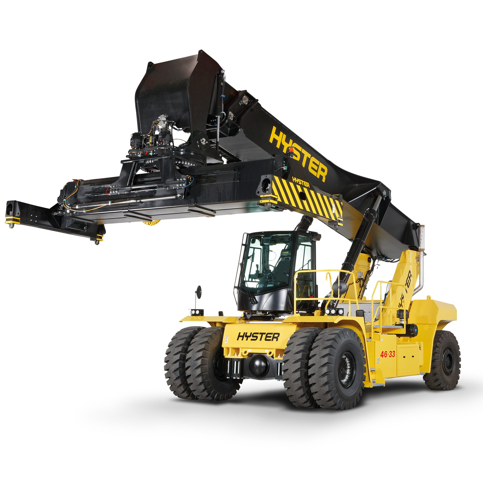 Kontenerowy wózek widłowy Hyster RS46 reachstacker, przykład innowacyjnej technologii Hyster